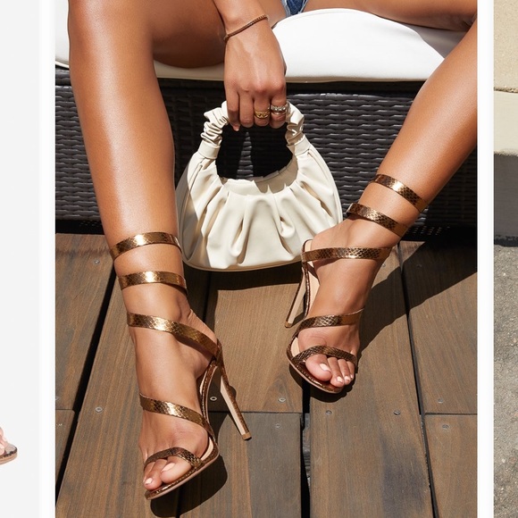 Back in stock Bronze wrap around strap heeled sandal also available in orange - Picture 10 of 13